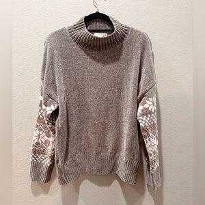 🤎 Stunning Christian Siriano Taupe Sweater w/ Fair Isle Sleeves – Size L